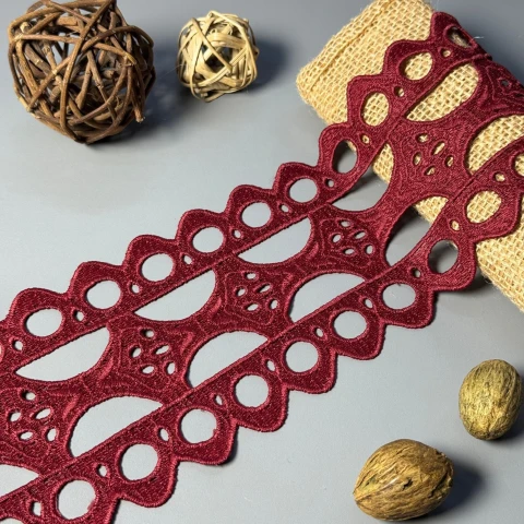 Мереживо поліестер 175 10 см.(19-20 метрів), бордовий (19 метрів)