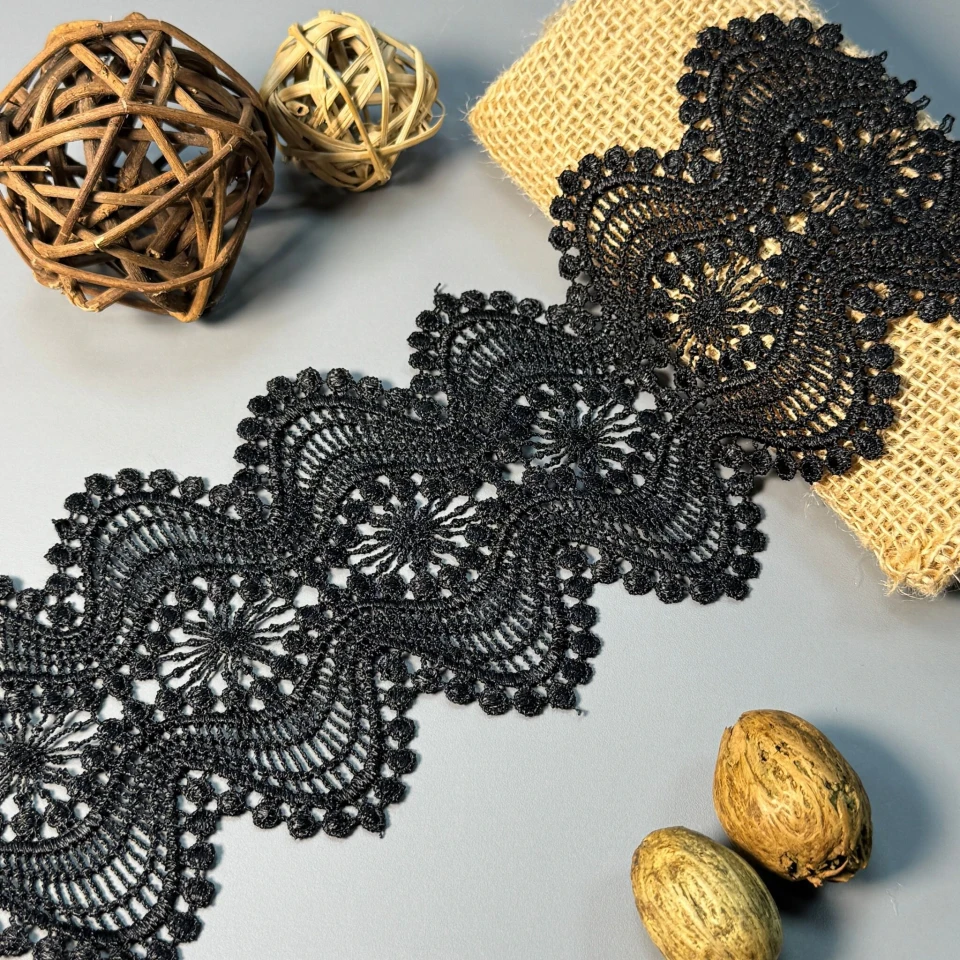 Мереживо поліестер 182 10 см.(20 метрів), чорний