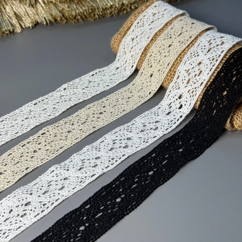 Мереживо макраме 8555 3 см. (200 ярдів/182,8 м.), білий