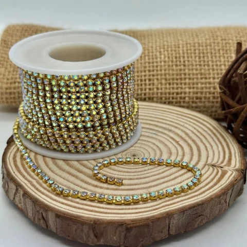 Цепи камни на бабинах ss 12 3 мм (10 ярдов), золото АВ