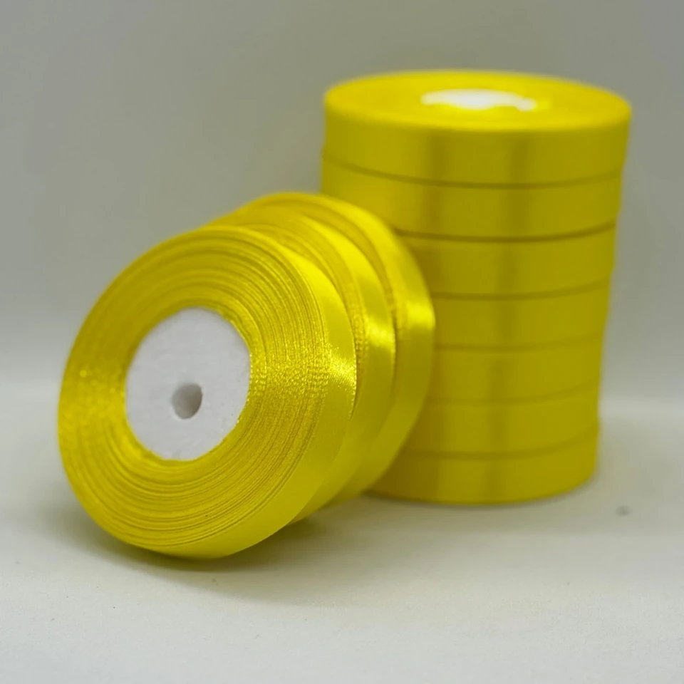 Стрічка атласна 1.2 см (10*36 ярдів), 189 лимонний