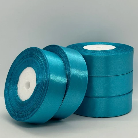Стрічка атласна 2.5 см (5*36 ярдів), 47 бірюза