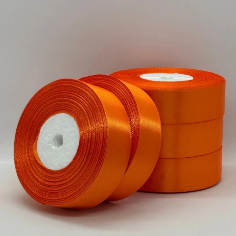 Стрічка атласна 2.5 см (5*36 ярдів), 144 сигнально-помаранчевий
