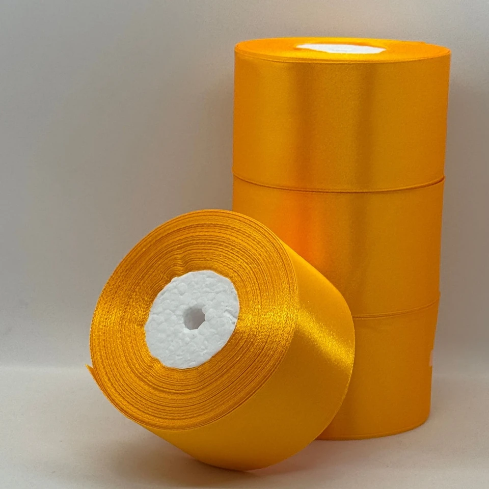 Стрічка атласна 5 см (4*36 ярдів), 17 жовтий янтарний