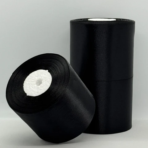 Стрічка атласна 7.5 см (3*36 ярдів), чорний