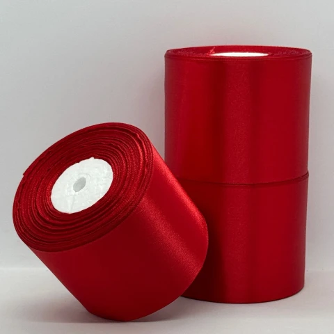 Стрічка атласна 7.5 см (3*36 ярдів), 163 червоний
