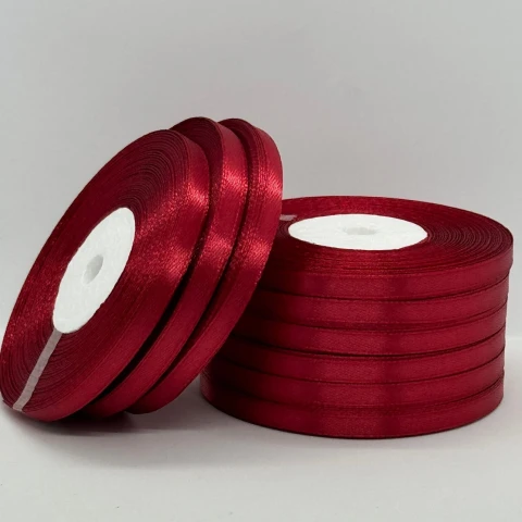 Стрічка атласна 0.6 см (10*36 ярдів), 33 темний червоний