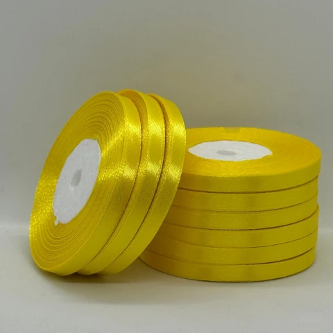 Стрічка атласна 0.6 см (10*36 ярдів), 143 світлий жовтий