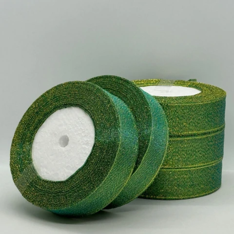 Тасьма парчева 2,5 см (5*25 ярдів/22,75 м.), 47 бірюза + золото