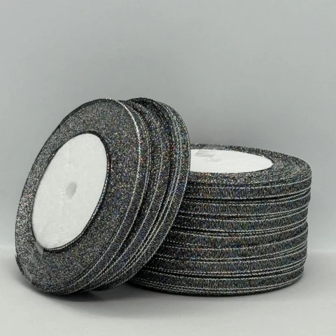 Тасьма парчева 0,6 см (10*25 ярдів/22,75 м.), 111 чорний +срібло