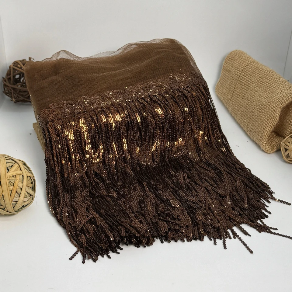 Бахрома танцювальна з паєткою 20 см (10 ярдів/9,14 м.), 22 коричневий