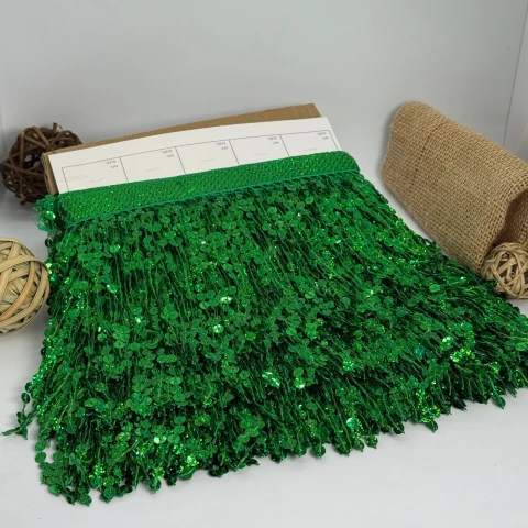 Бахрома танцювальна з паєтками 16 см (10 ярдів/9,14 м.), 5 зелений