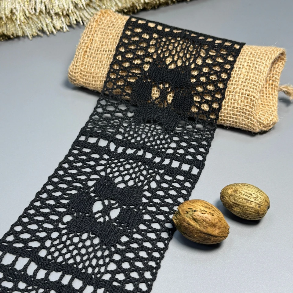 Кружево макраме 8440 8 см (50 ярдов/45,7 м.), черный