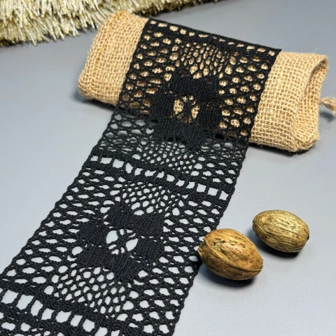 Мереживо макраме 8440 8 см (50 ярдів/45,7 м.), чорний