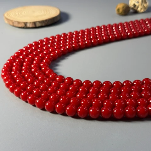 Перли на нитці 12 мм 1 кг, червоний