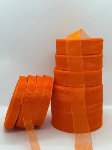 Стрічка органза 1,25 см (10*50 ярдів/45 м.), 1025 помаранчевий