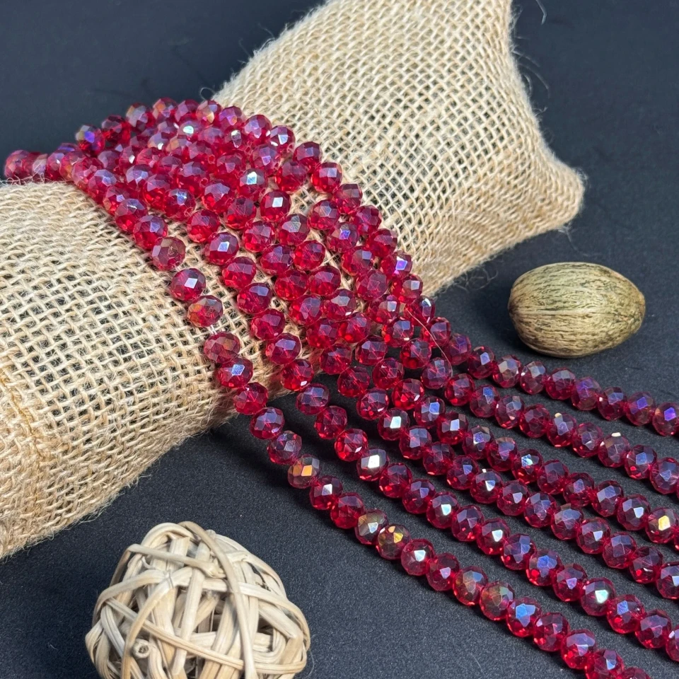 Хрусталь на нитці 8 мм (10*63 шт.), М105 червоний АВ