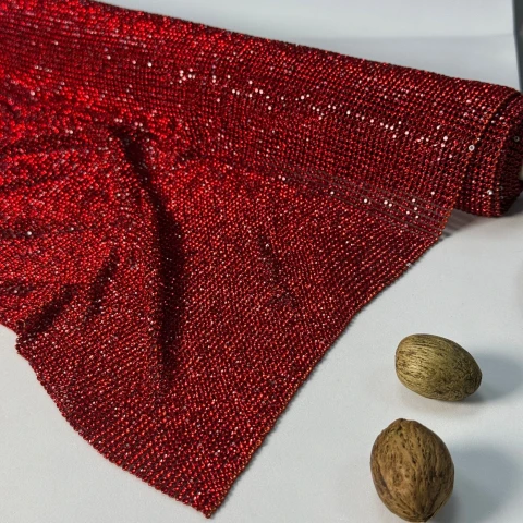 Стрази полотно пришив (36*120 см), червоний RED