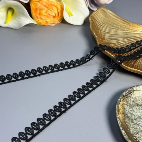 Мереживо поліестер ВВ104787 2 см.(30 ярдів/27.3 м.), чорний