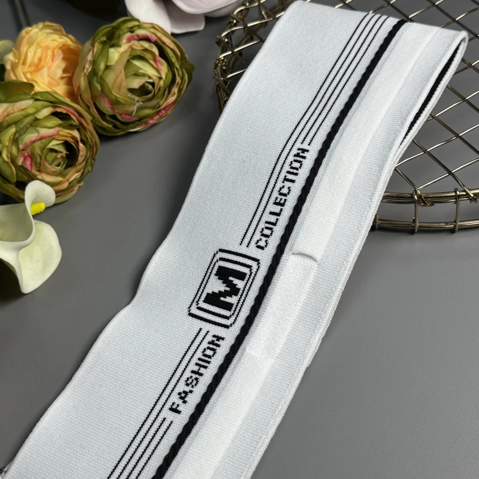 Пояс трикотажний довяз "М" FASHION COLLECTION (8.5 см*90 см), білий+чорний
