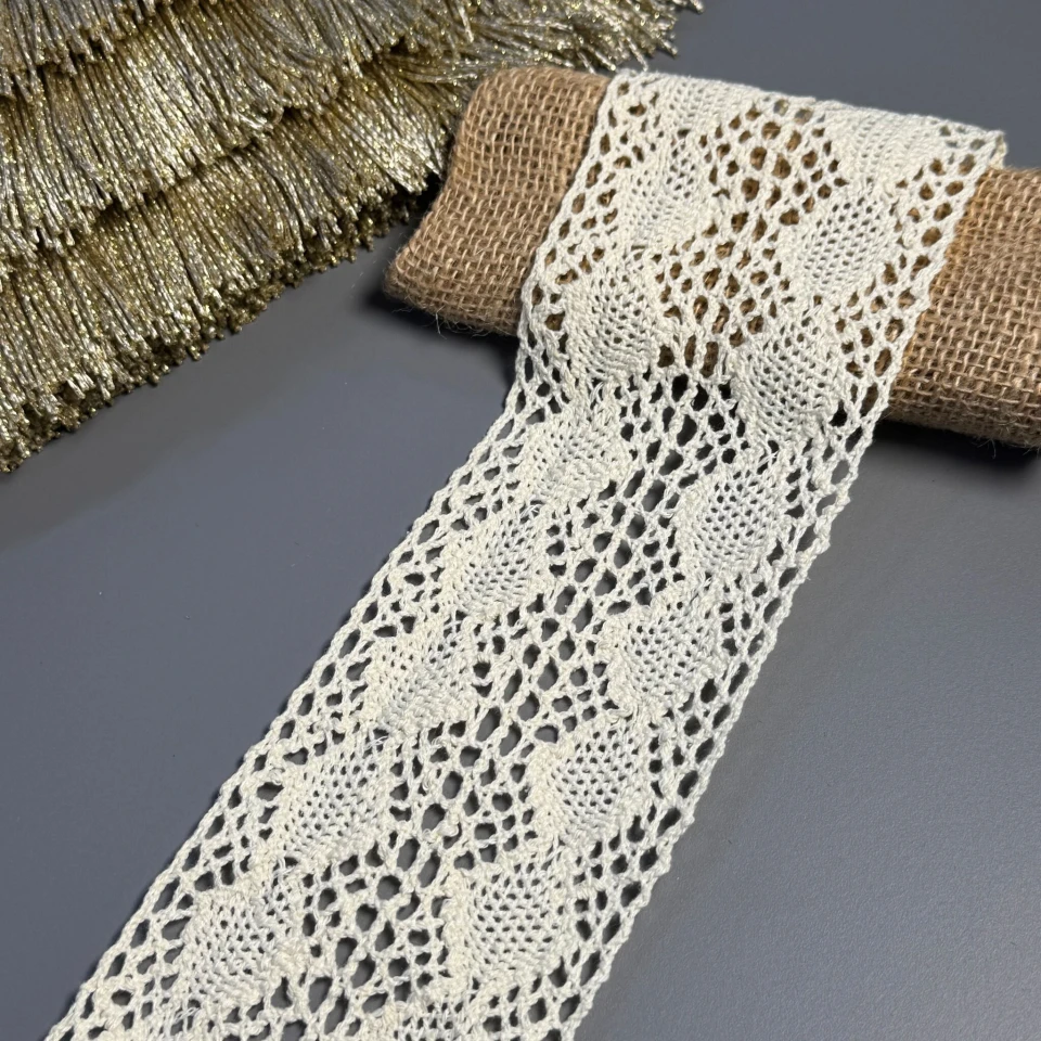 Мереживо макраме А6164  9 см. (50 ярдів/45,7 м.), бежевий