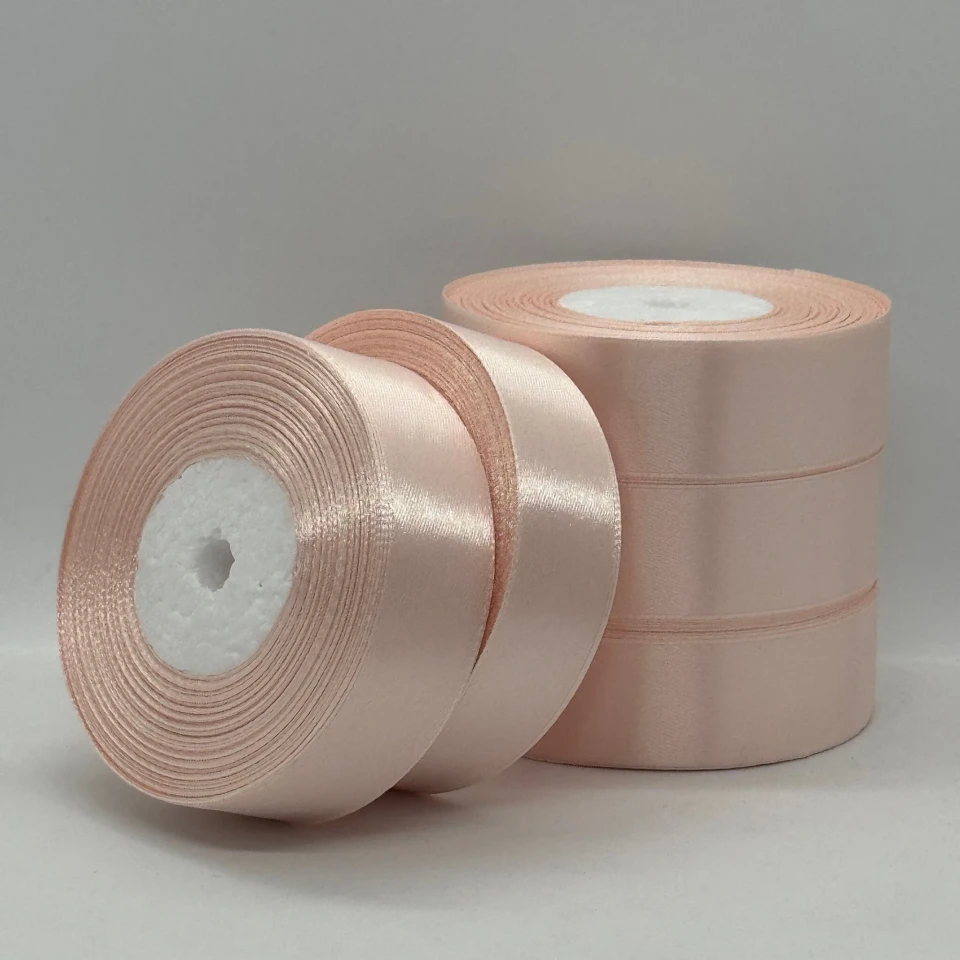 Стрічка атласна 2.5 см (5*36 ярдів), 06 ніжно-персиковий