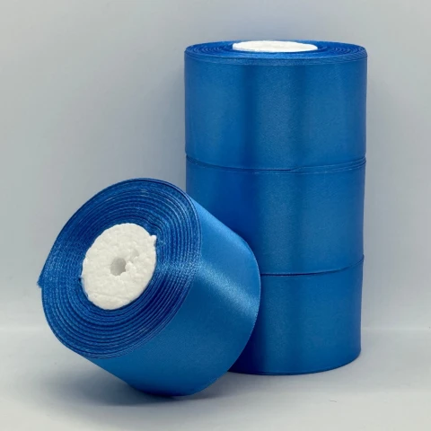 Стрічка атласна 5 см (4*36 ярдів), 121 світлий синій