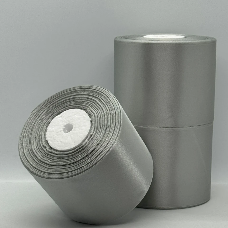 Стрічка атласна 7.5 см (3*36 ярдів), 179 сірий