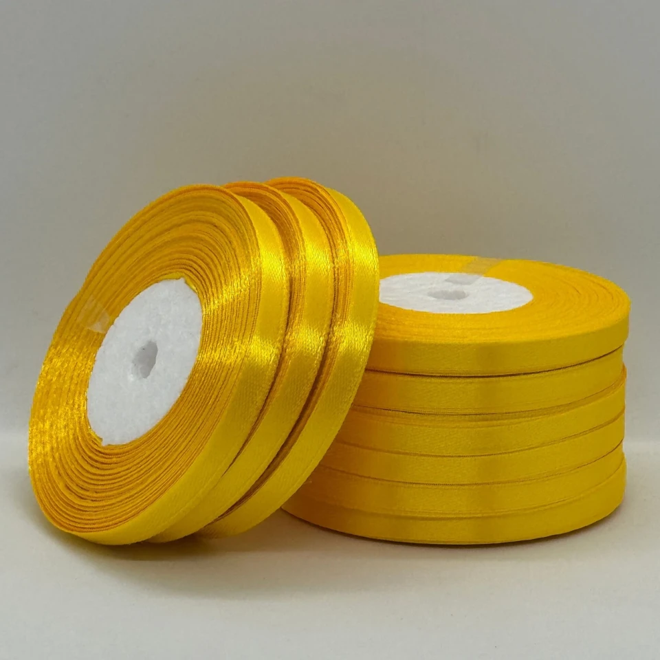 Стрічка атласна 0.6 см (10*36 ярдів), 132 жовтий