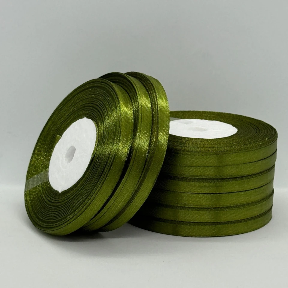 Стрічка атласна 0.6 см (10*36 ярдів), 61 зелений папороть