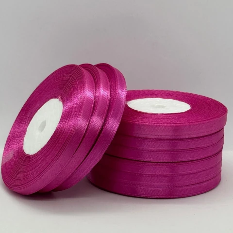 Стрічка атласна 0.6 см (10*36 ярдів), 95 фуксія