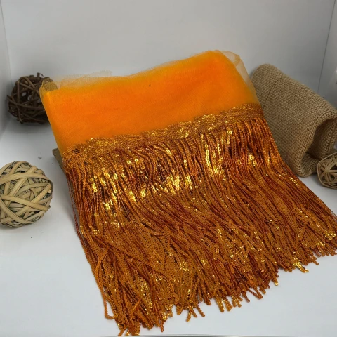 Бахрома танцювальна з паєткою 20 см (10 ярдів/9,14 м.), 13 помаранчевий