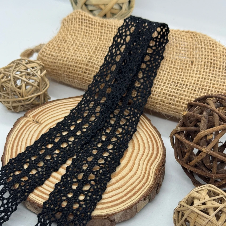 Мереживо макраме 6100 3см.(200 ярдів/182,8 м.), чорний