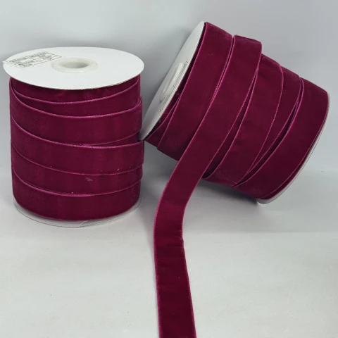 Стрічка оксамит 2 см (25 ярдів/22,75 м.), 31 світлий бордовий