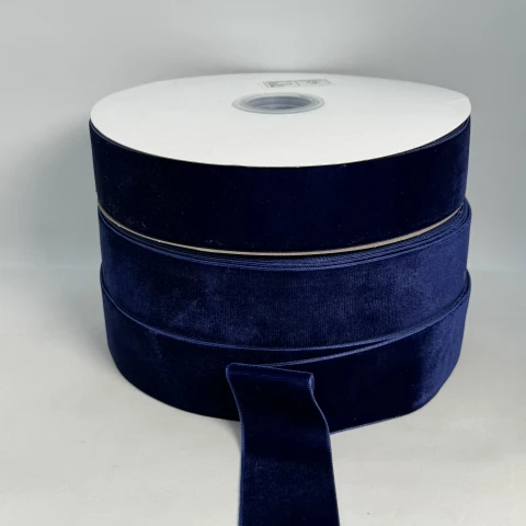 Стрічка оксамит 3.8 см (25 ярдів/22,75 м.), 52 темно синій
