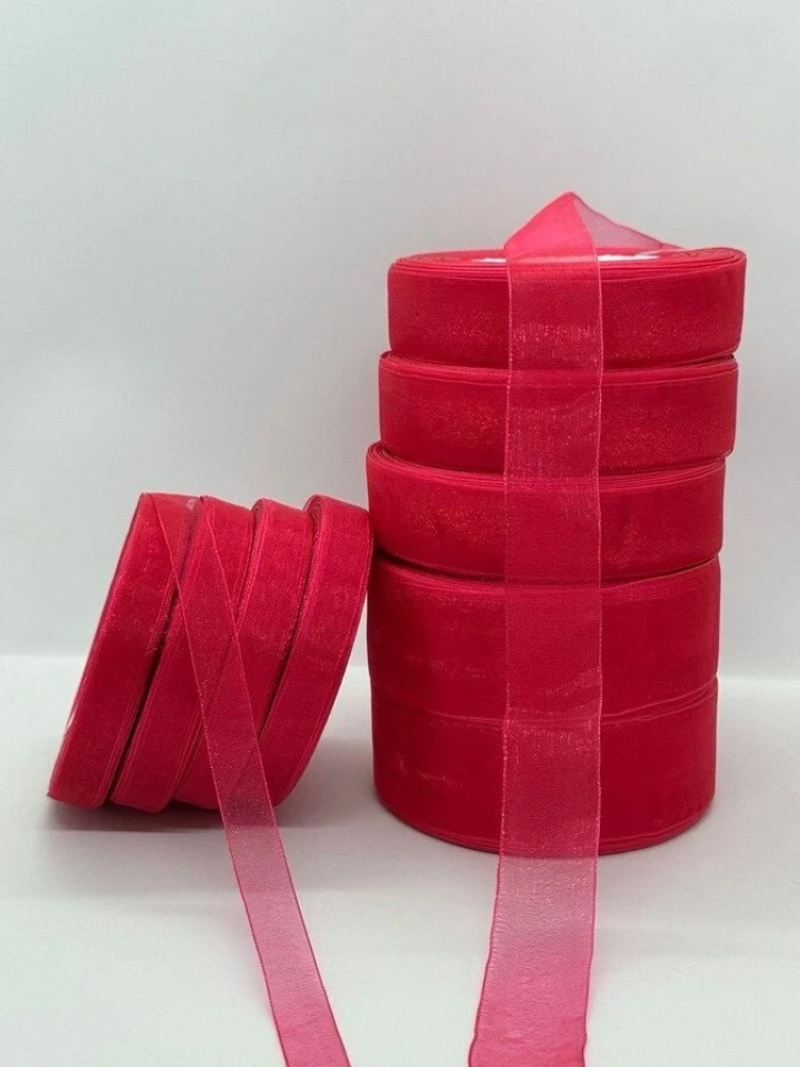 Стрічка органза 1,25 см (10*50 ярдів/45 м.), 1026 червоний