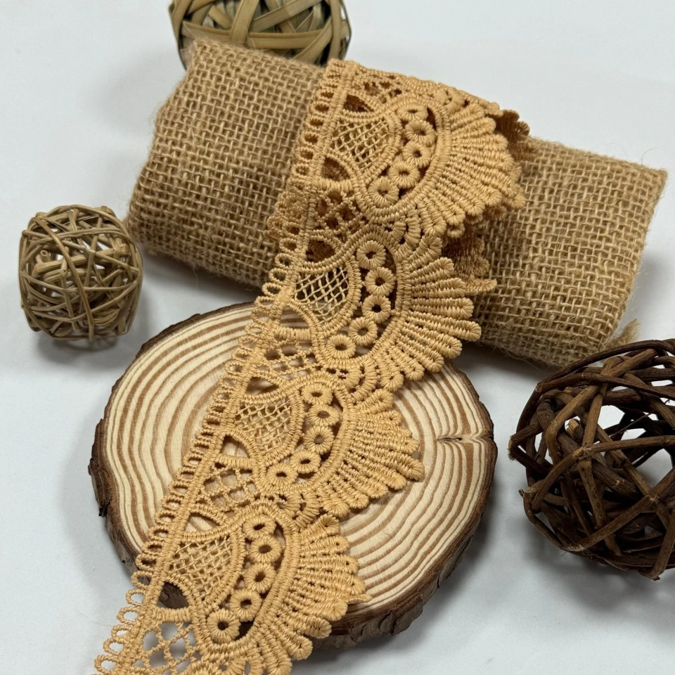 Кружево полиэстер 9049 6 см.(15 ярдов/13.5 м.), бежевый