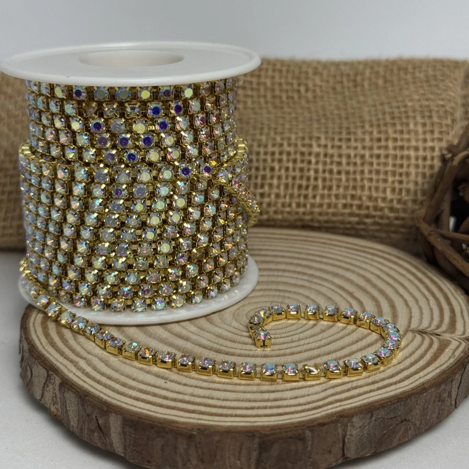 Цепі камні на бабінах ss 16 4 мм (10 ярдів), золото АВ