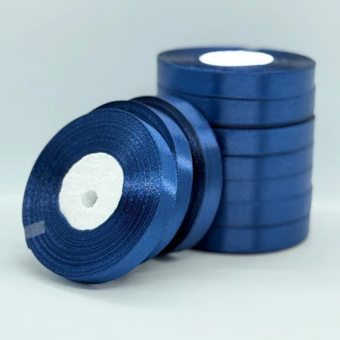Стрічка атласна 1.2 см (10*36 ярдів), 38 темний синій