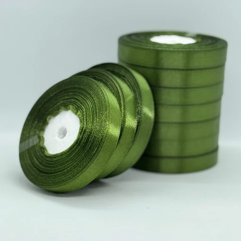 Стрічка атласна 1.2 см (10*36 ярдів), 113 блідо-оливковий