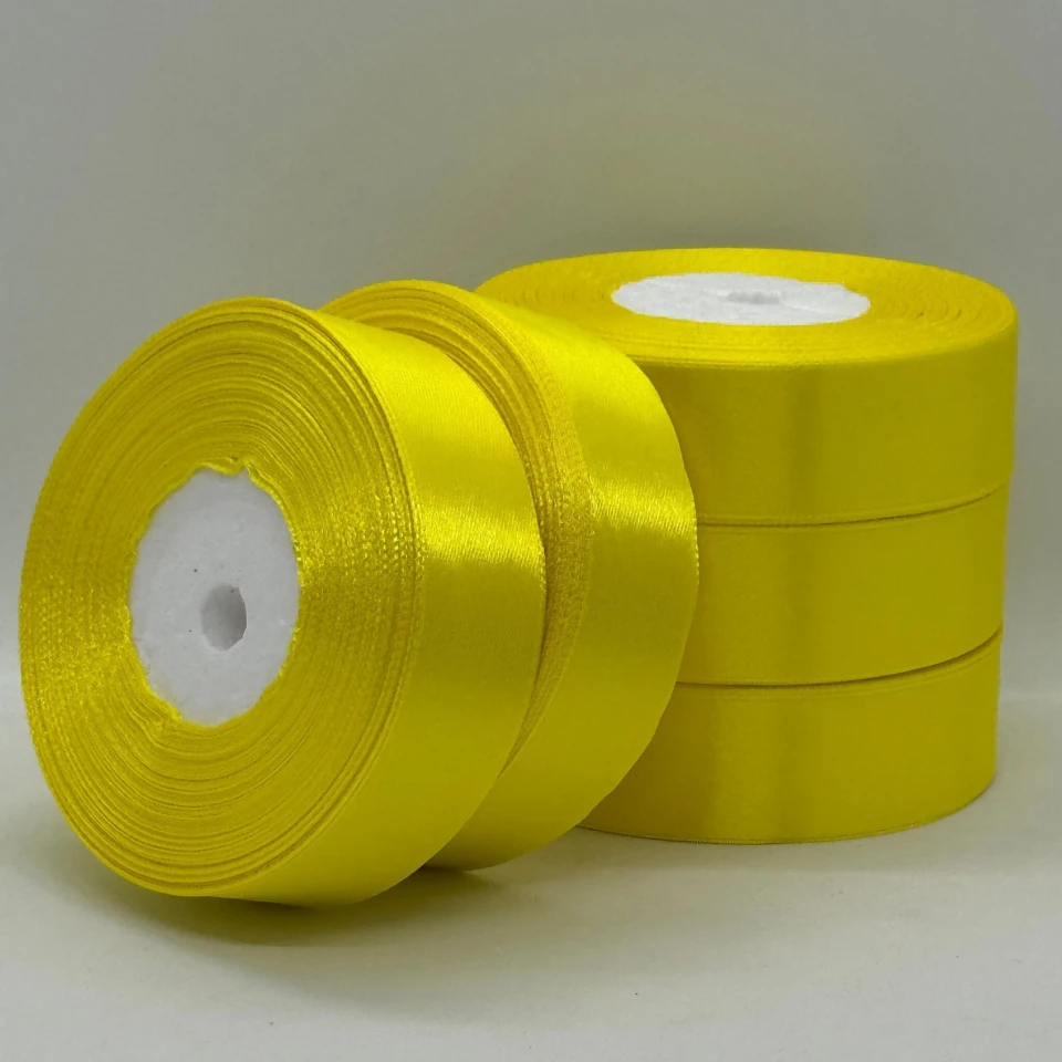 Стрічка атласна 2.5 см (5*36 ярдів), 189 лимонний