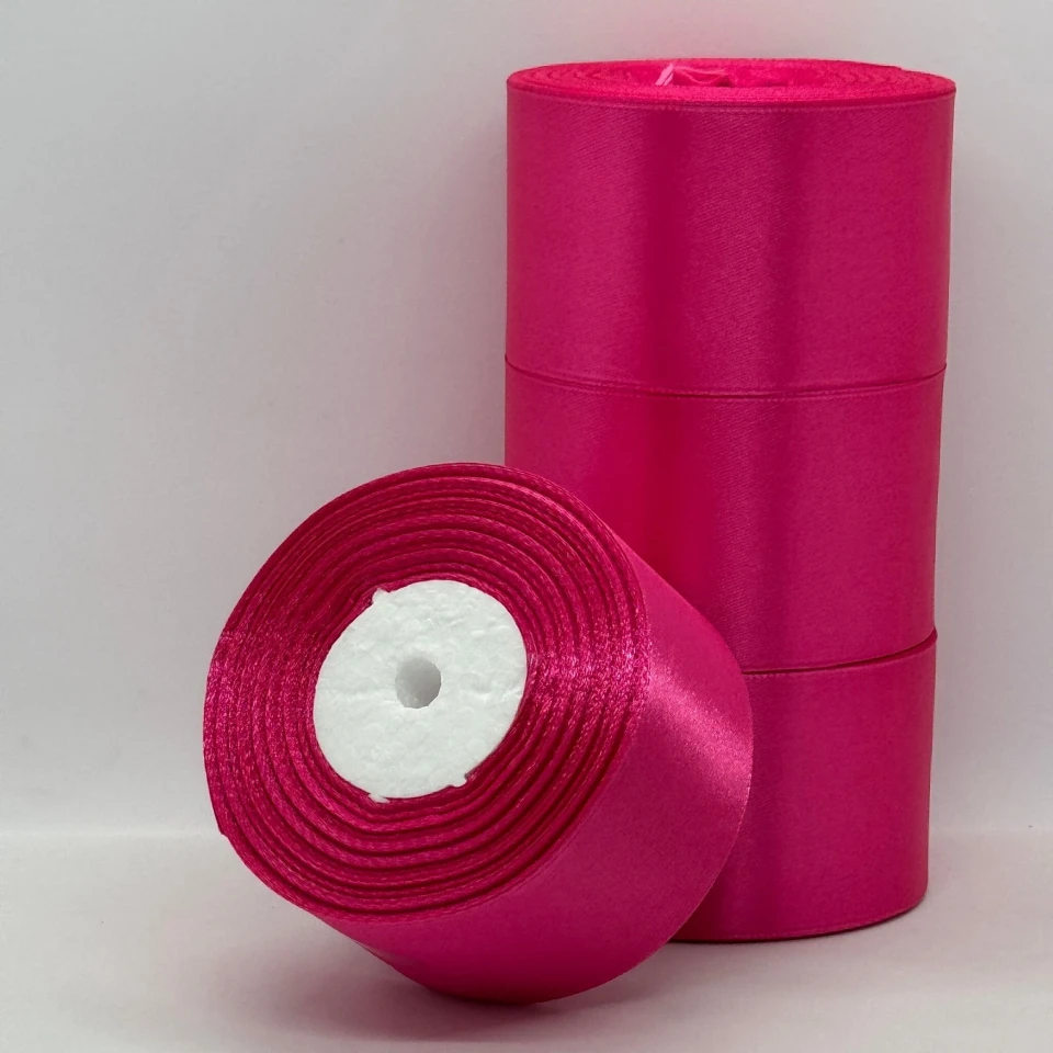 Стрічка атласна 5 см (4*36 ярдів), 130 горячо-рожевий