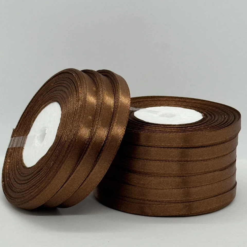 Стрічка атласна 0.6 см (10*36 ярдів), 31 темний коричневий
