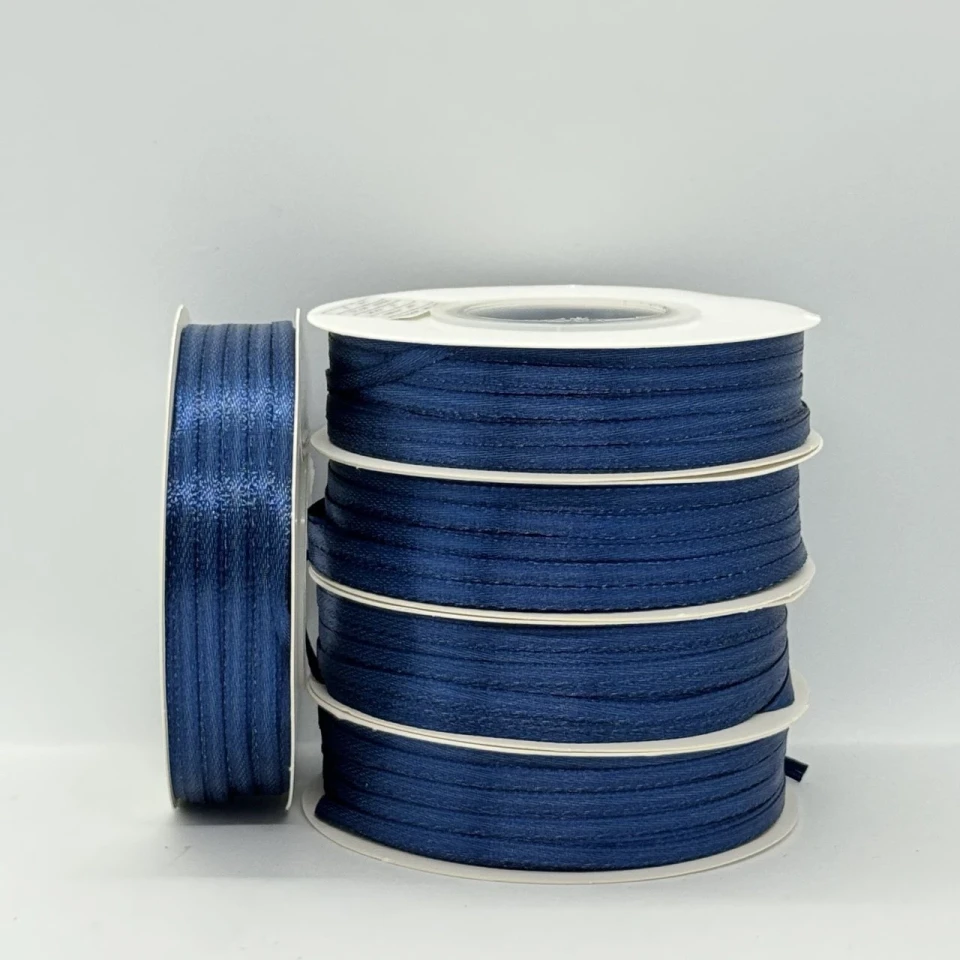 Стрічка атласна 0.3 см (5*100 ярдів), 38 синій шкільний