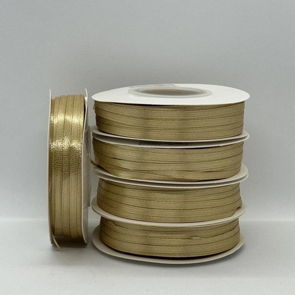 Стрічка атласна 0.3 см (5*100 ярдів), 186 золото
