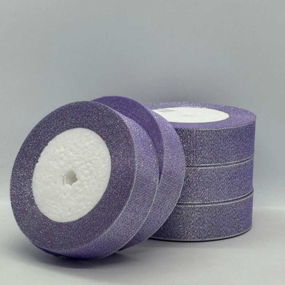 Тасьма парчева 2,5 см (5*25 ярдів/22,75 м.), 21 фіолетовий + срібло