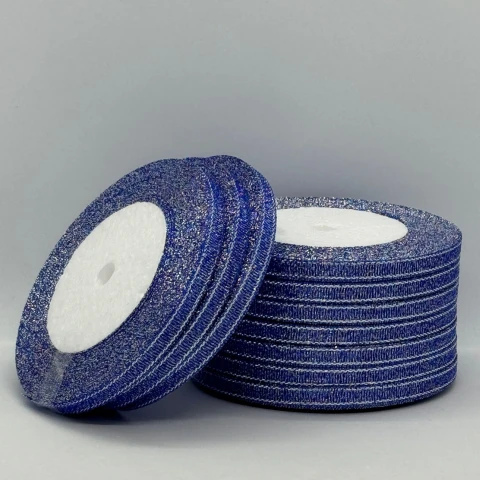 Тасьма парчева 0,6 см (10*25 ярдів/22,75 м.), 121 електрик + срібло