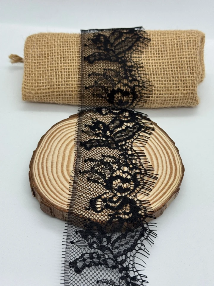 Мереживо французьке J73098 6 см. (20*3 м.), чорний