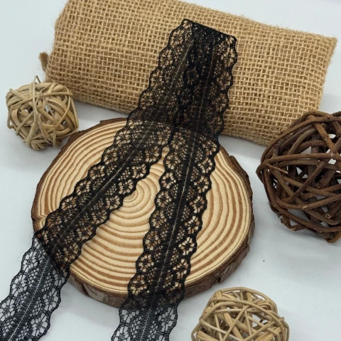 Кружево не стрейч 1658-2 2.8см (400 ярдов/364 м.), черный