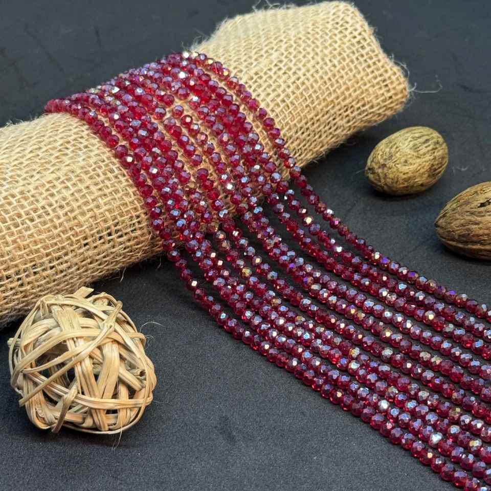 Хрусталь на нитці 4 мм (10*113 шт.), М105 червоний АВ